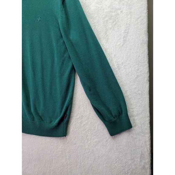 IZOD Sweater Mens Size XL Green Knit 100% Cotton Long Raglan Sleeve V‎ Neck Logo - Picture 6 of 9